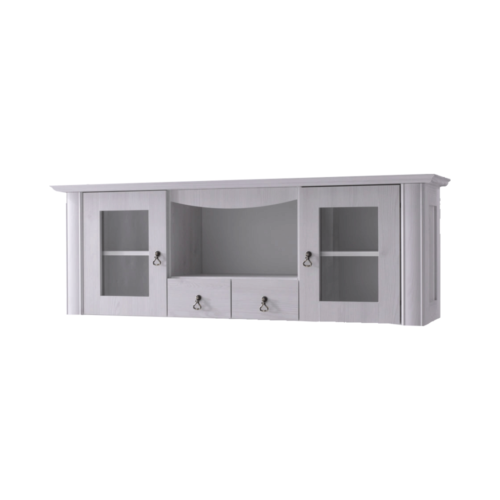 Dulap VILAR DA16, pin alb, DTD laminat, cu 2 usi si 2 sertare, 145x37x50 cm