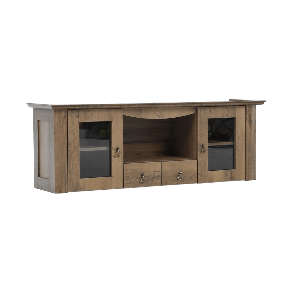 Dulap VILAR DA16, stejar lefkas, DTD laminat, cu 2 usi si 2 sertare, 145x37x50 cm