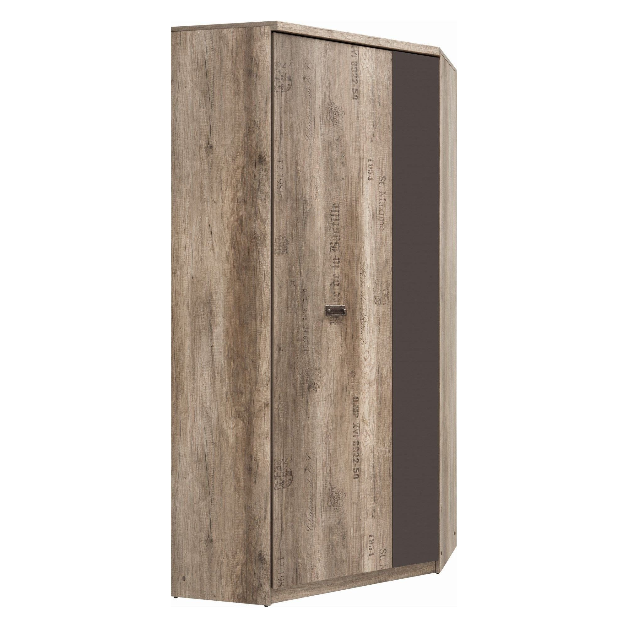 Dulapuri MALCOLM, stejar canyon/gri tungsten, PAL, cu 2 usi, 96x96x206 cm