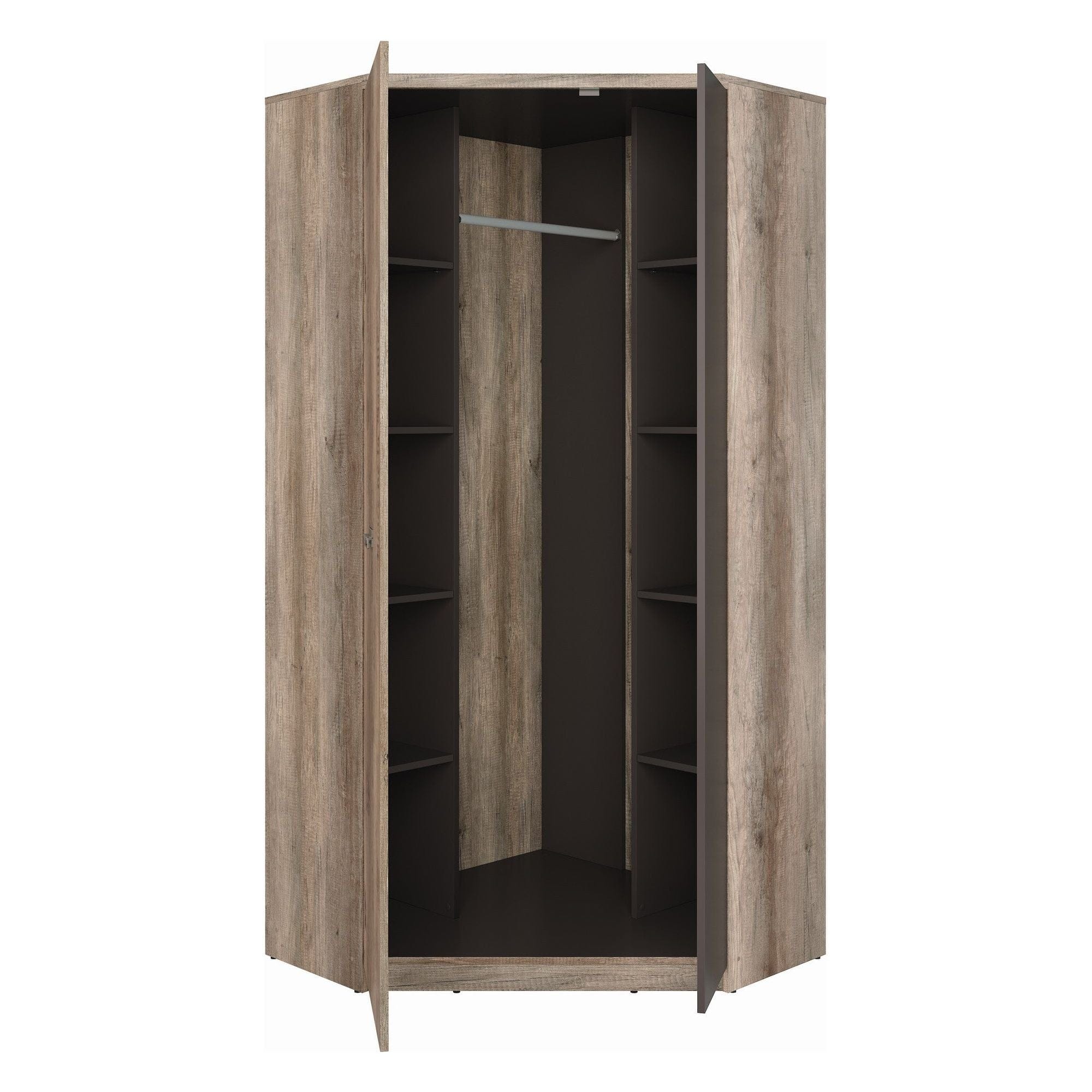 Dulapuri MALCOLM, stejar canyon/gri tungsten, PAL, cu 2 usi, 96x96x206 cm