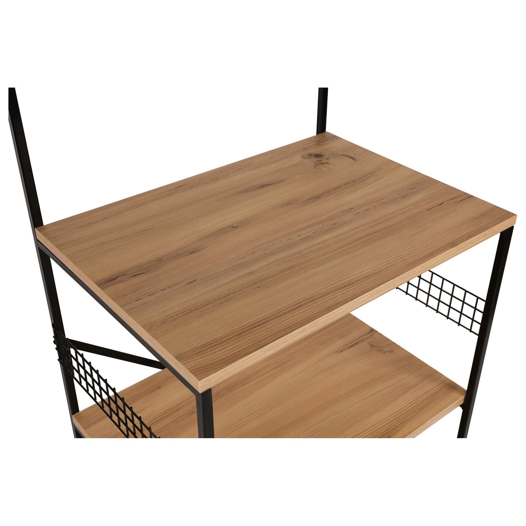 Etajera ANEMON, stejar/negru, PAL melaminat, 60x45x124 cm