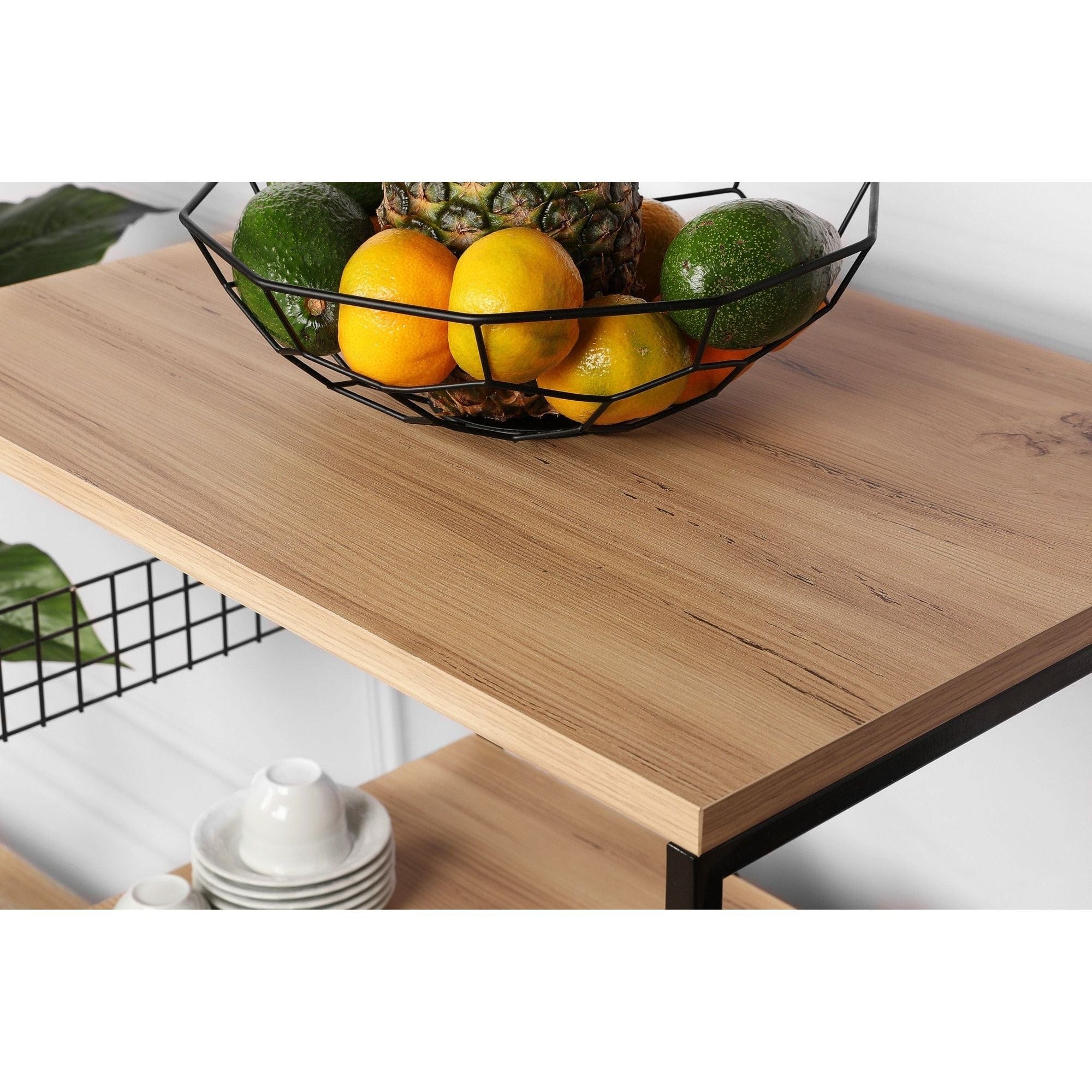 Etajera ANEMON, stejar/negru, PAL melaminat, 60x45x124 cm