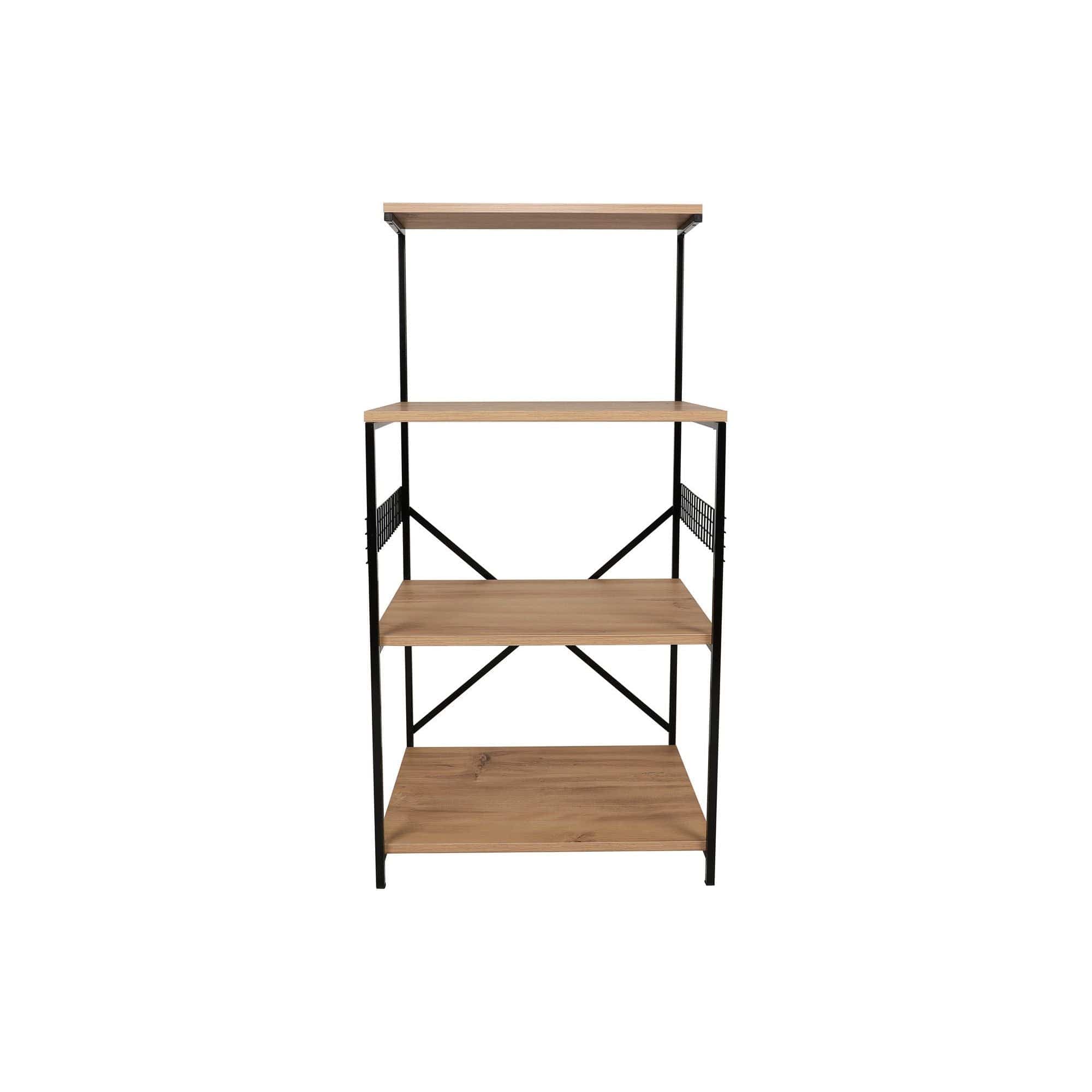Etajera ANEMON, stejar/negru, PAL melaminat, 60x45x124 cm