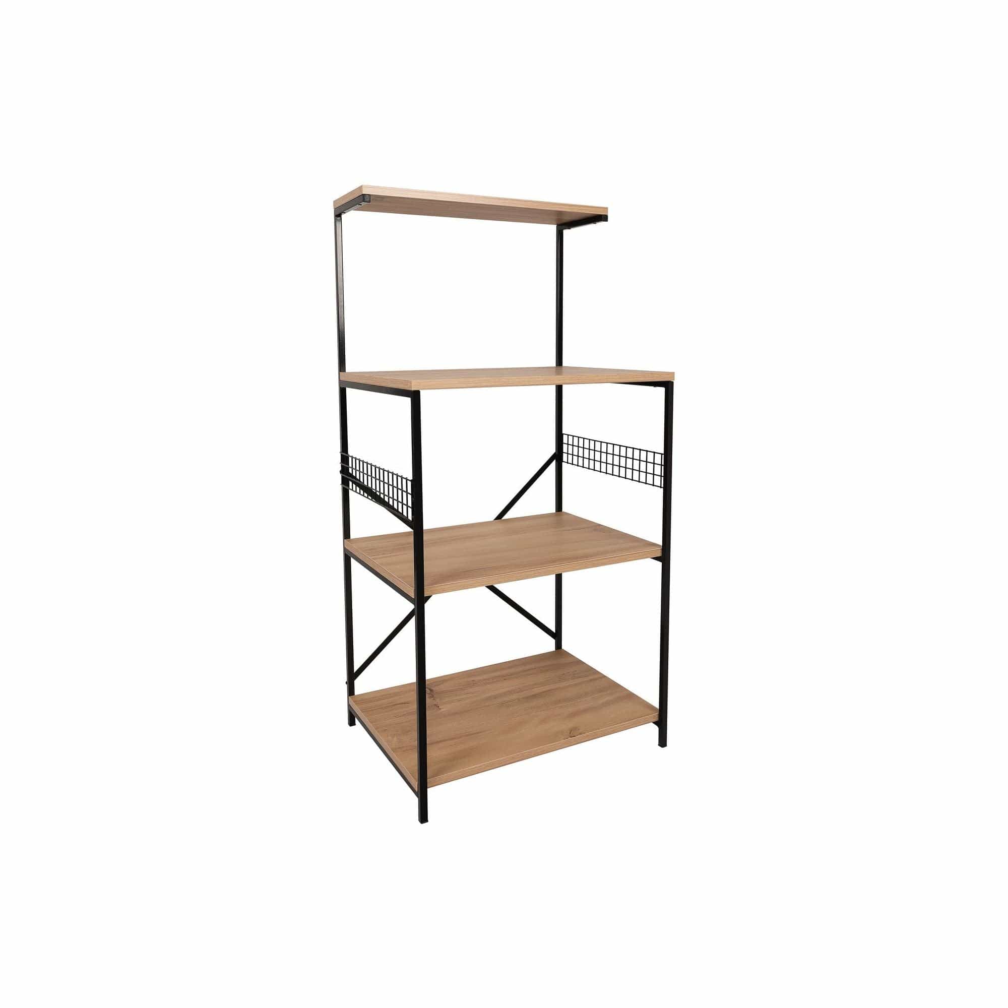 Etajera ANEMON, stejar/negru, PAL melaminat, 60x45x124 cm