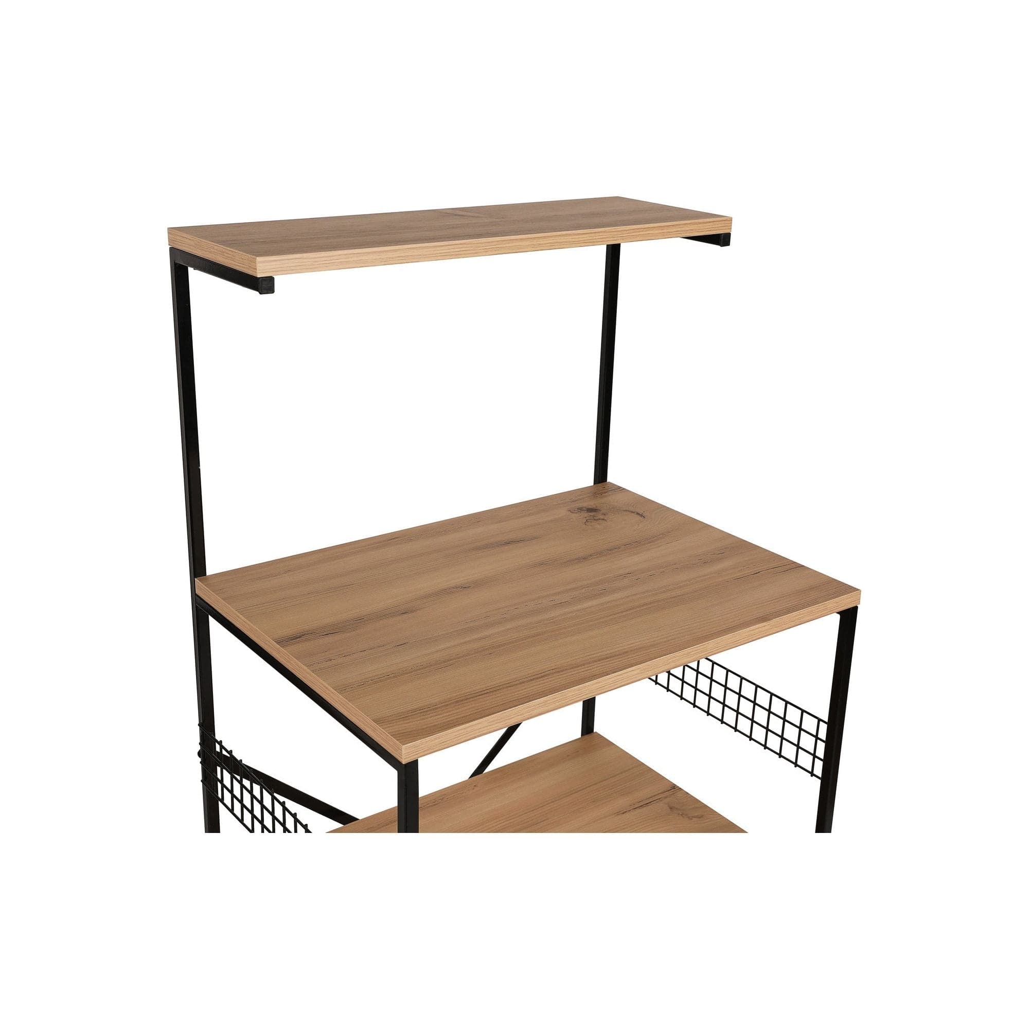 Etajera ANEMON, stejar/negru, PAL melaminat, 60x45x124 cm