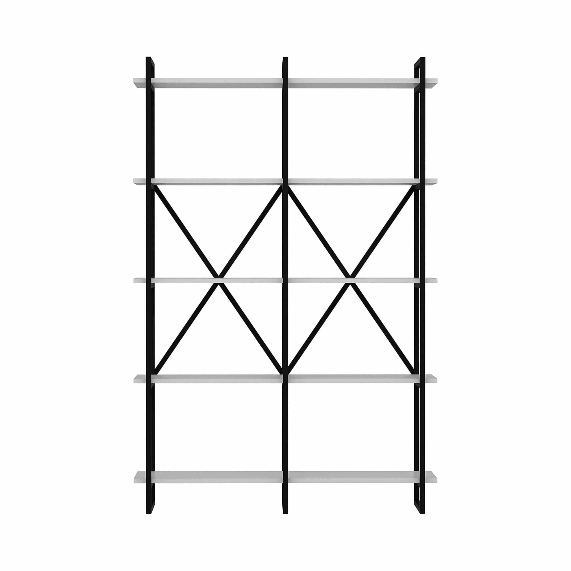 Etajera ELSON 1200, alb/negru, PAL melaminat, 120x34x180 cm
