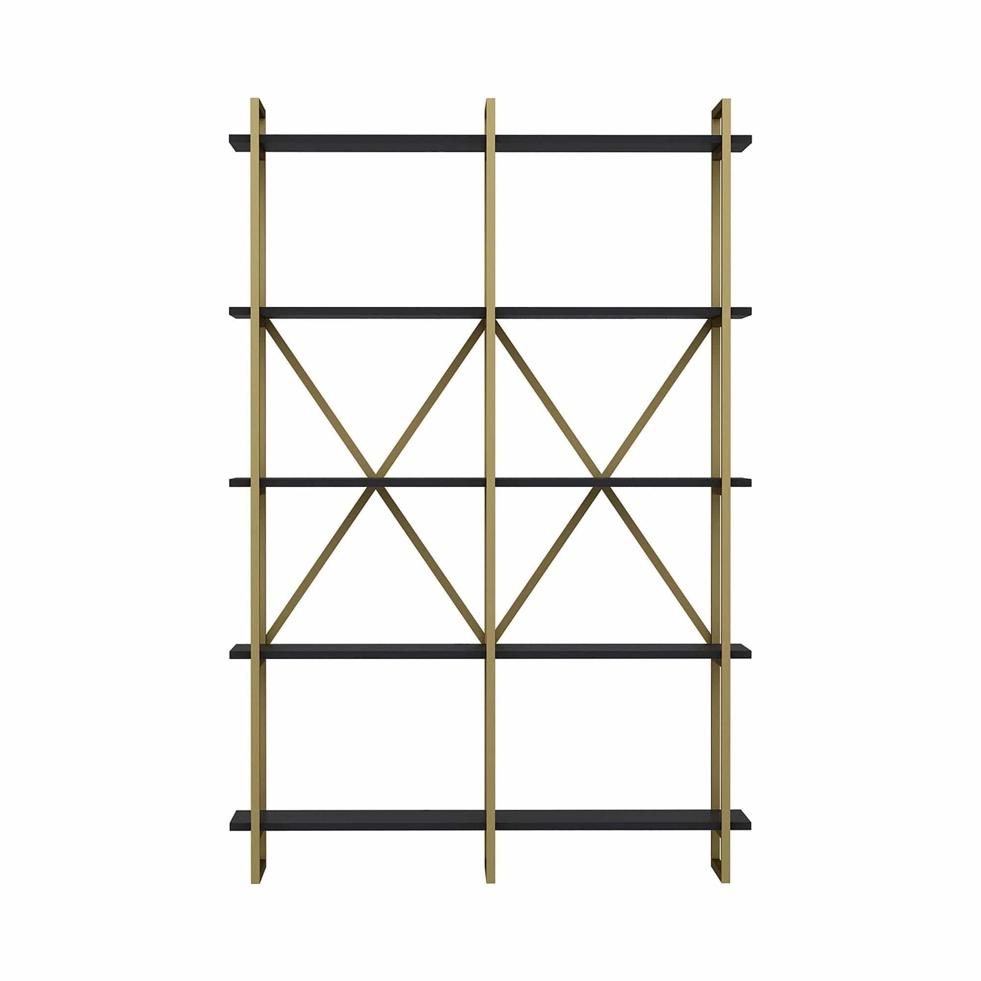 Etajera ELSTON 1200, auriu/gri, PAL, 120x34x180 cm