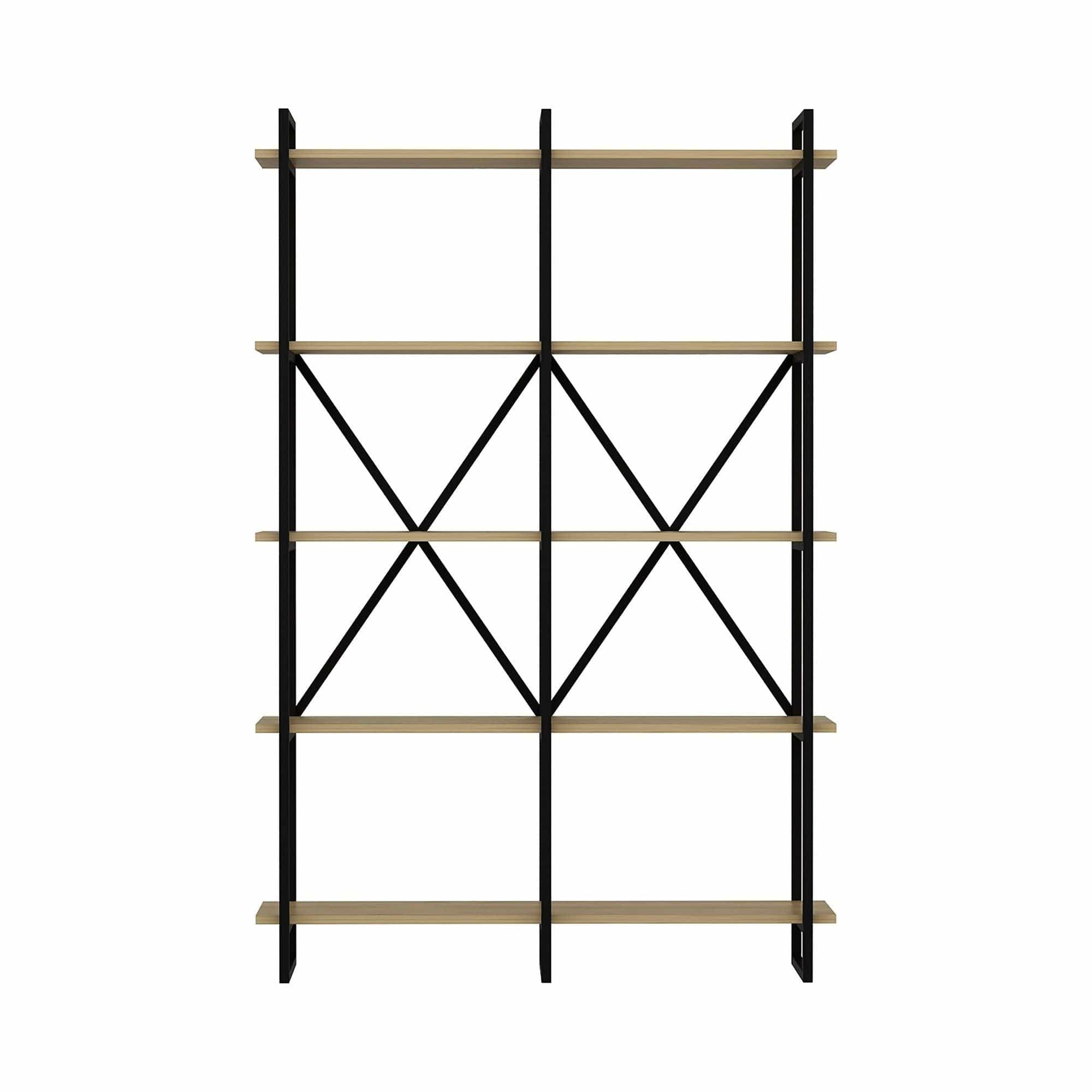 Etajera ELSTON 1200, negru/stejar, PAL melaminat, 120x34x180 cm
