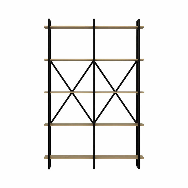 Etajera ELSTON 1200, negru/stejar, PAL melaminat, 120x34x180 cm