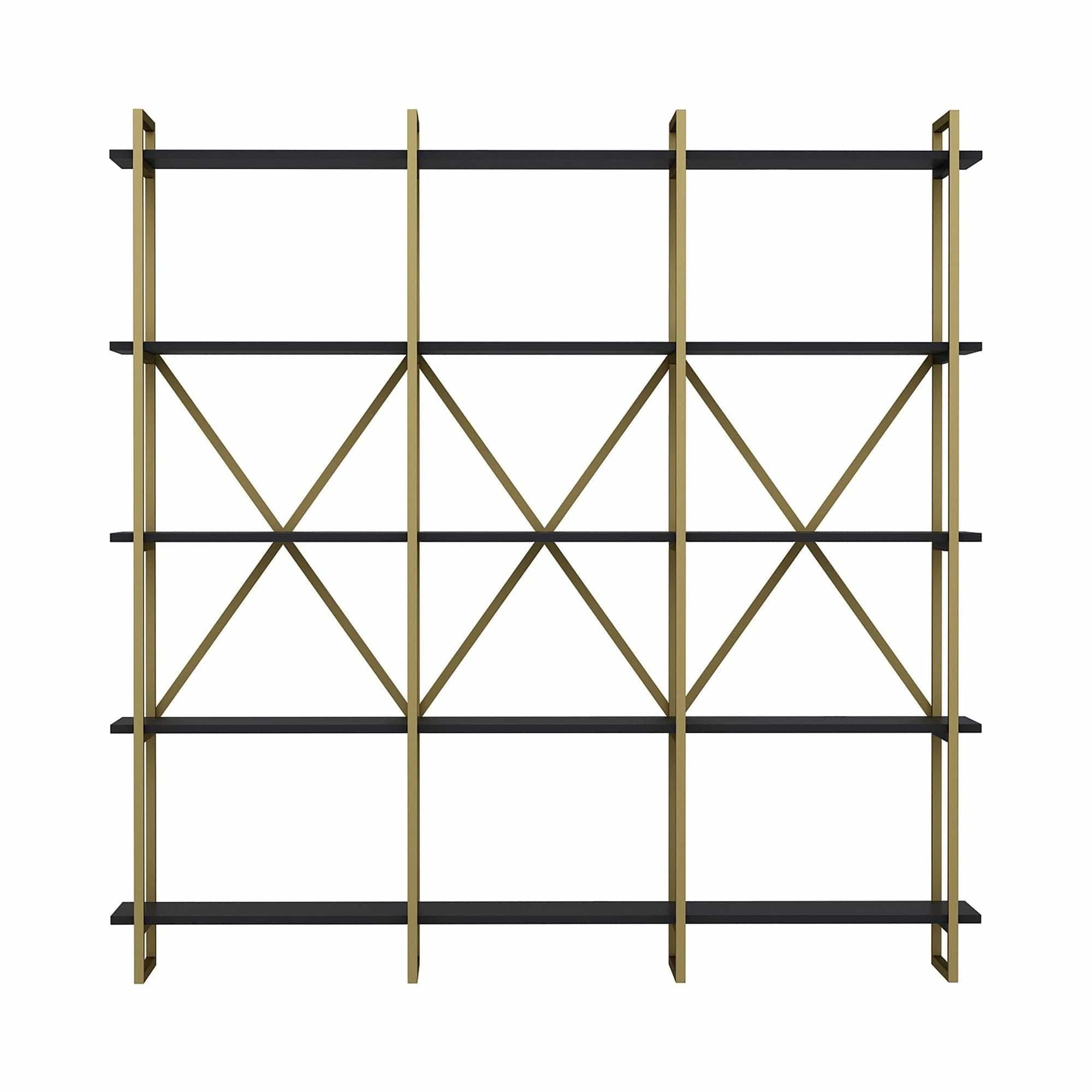 Etajera ELSTON 1800, auriu/gri, PAL melaminat, 180x34x180 cm