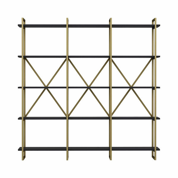 Etajera ELSTON 1800, auriu/gri, PAL melaminat, 180x34x180 cm