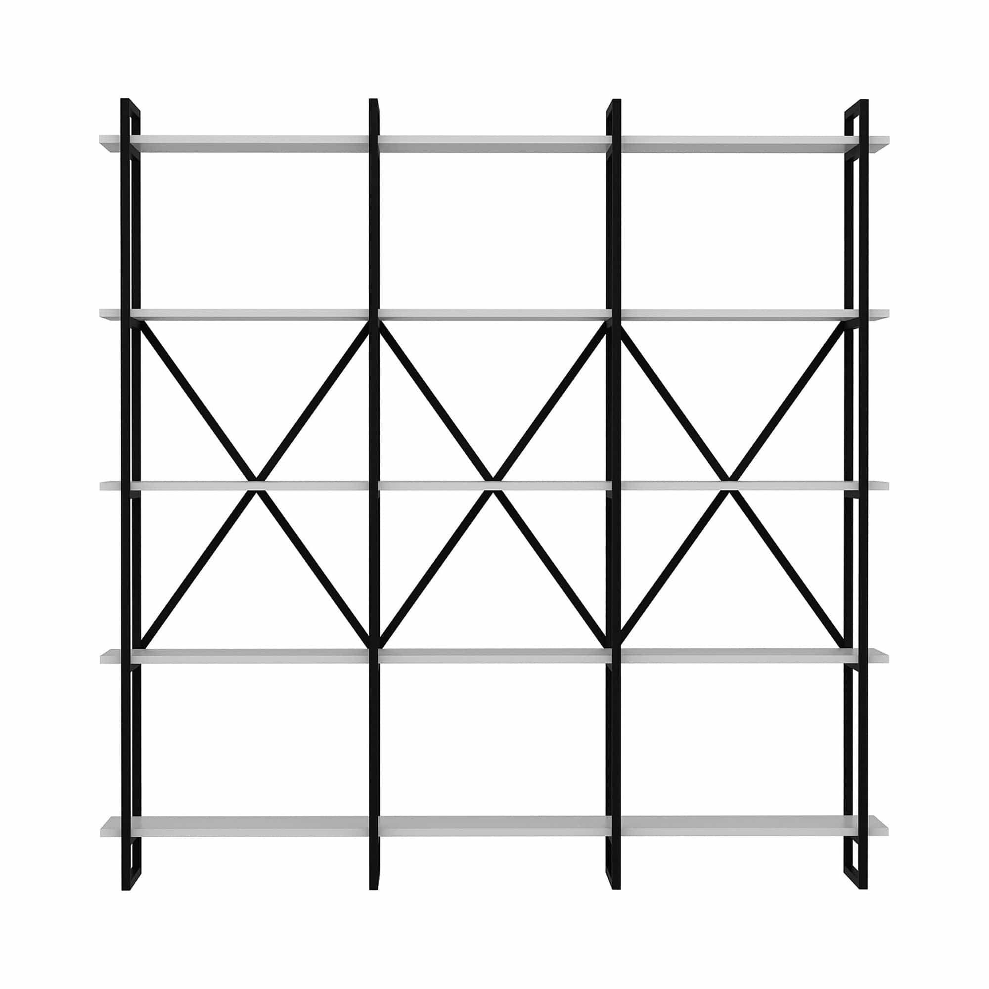 Etajera ELSTON 1800, negru/alb, PAL melaminat, 180x34x180 cm