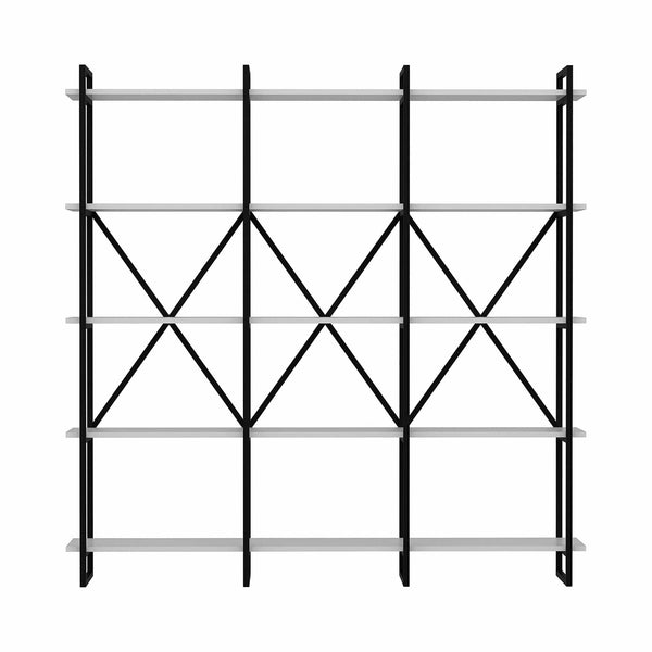 Etajera ELSTON 1800, negru/alb, PAL melaminat, 180x34x180 cm