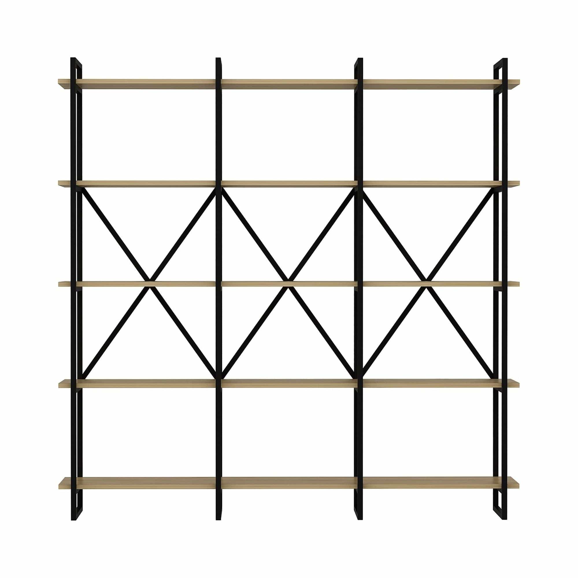 Etajera ELSTON 1800, negru/stejar, PAL melaminat, 180x34x180 cm