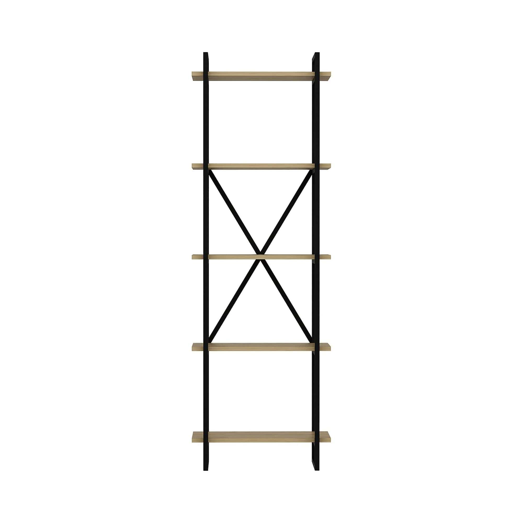 Etajera ELSTON 600, stejar/negru, PAL melaminat/metal, 60x34x180 cm