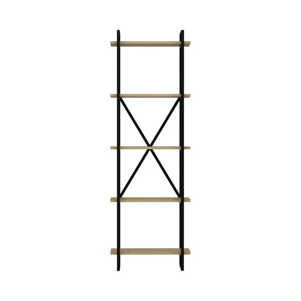 Etajera ELSTON 600, stejar/negru, PAL melaminat/metal, 60x34x180 cm