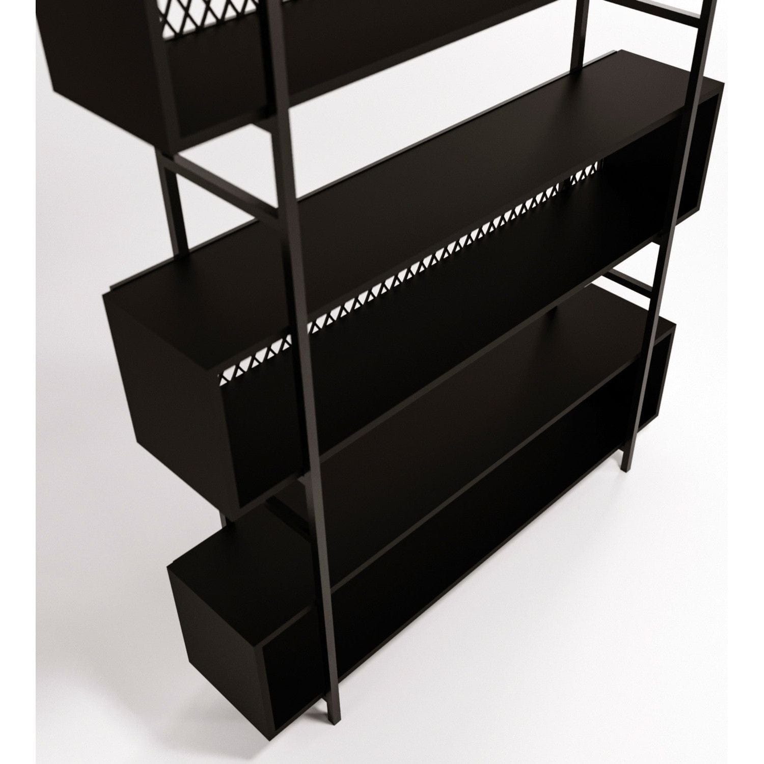 Etajera L1159, negru, PAL melaminat, 140x34x180 cm