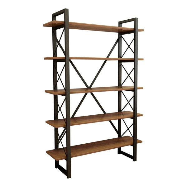 Etajera NERO ELIT, nuc/negru, PAL melaminat, 100x24x180 cm