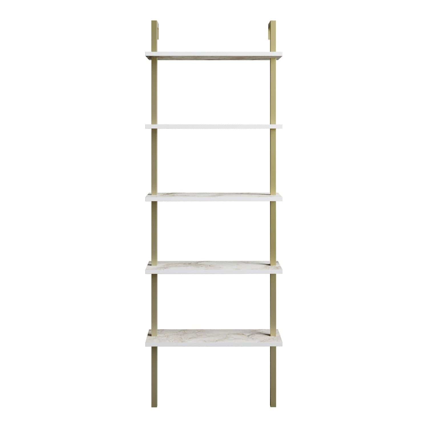 Etajera PIANTE, alb/auriu, PAL melaminat, 60x22x174 cm