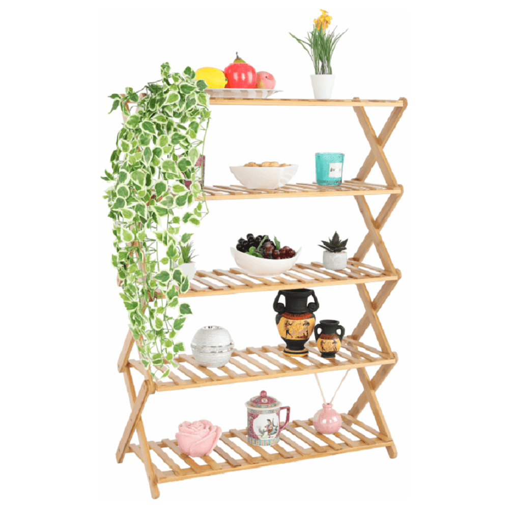 Etajera TOSEA, stejar natural, bambus, 68x26x82 cm