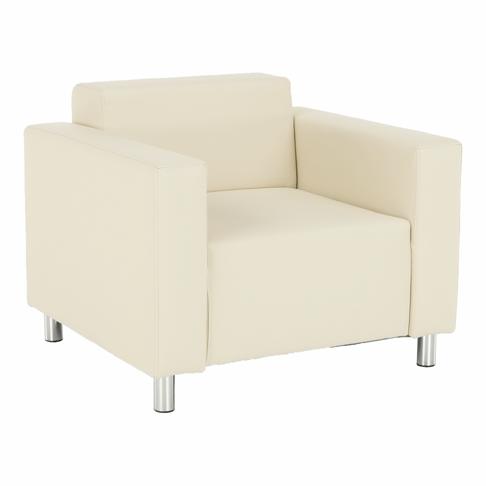 Fotoliu HOMKER, bej/crom, piele ecologica/metal, 89x78x63 cm