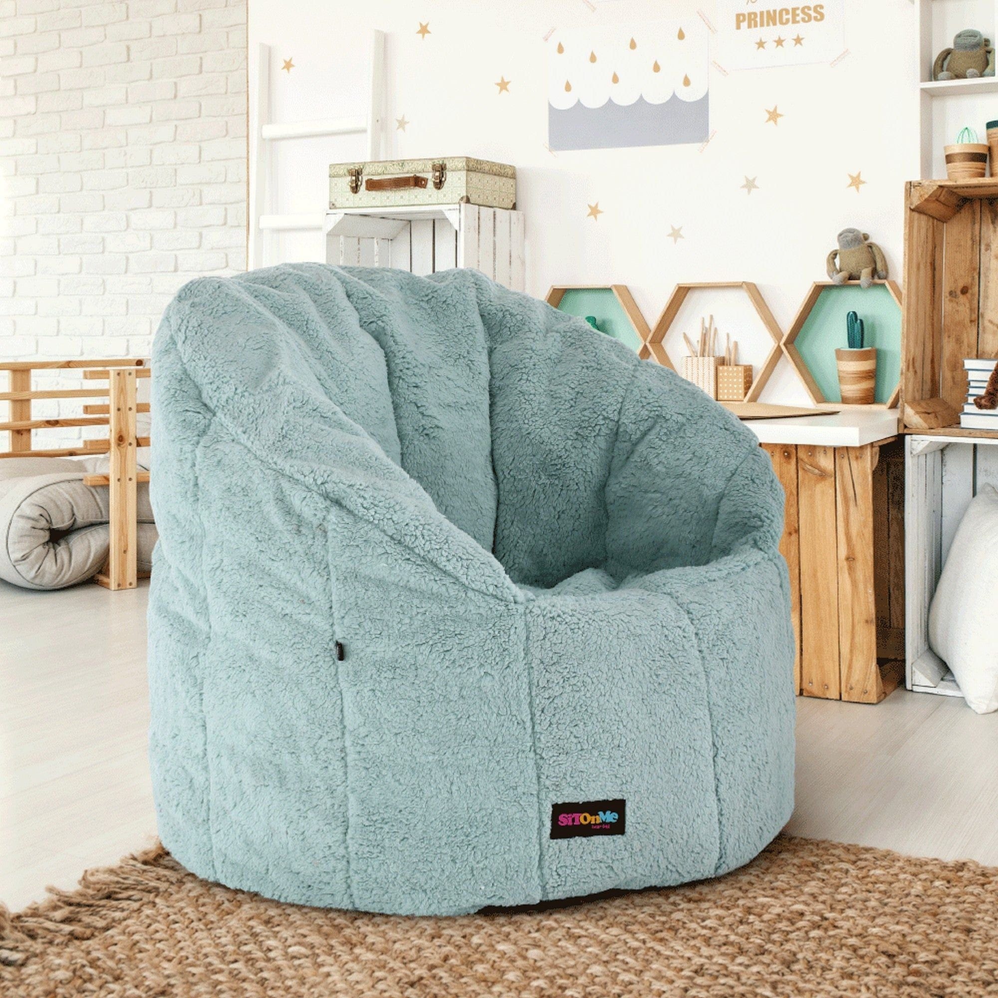 Fotoliu puf ALMERO, verde menta, material textil, 75x75 cm