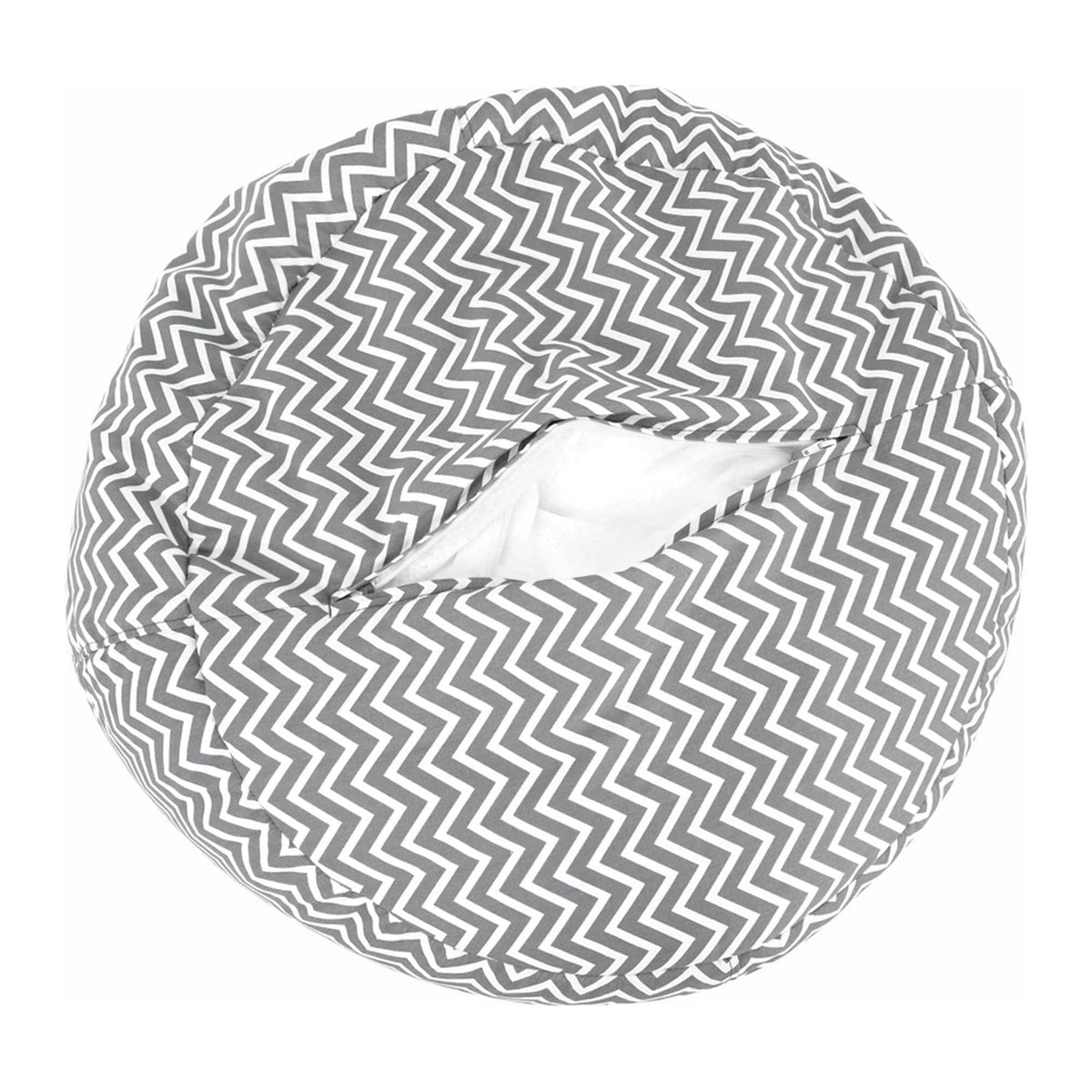 Fotoliu puf GOMBY, gri/alb, material textil, 60x50x60 cm