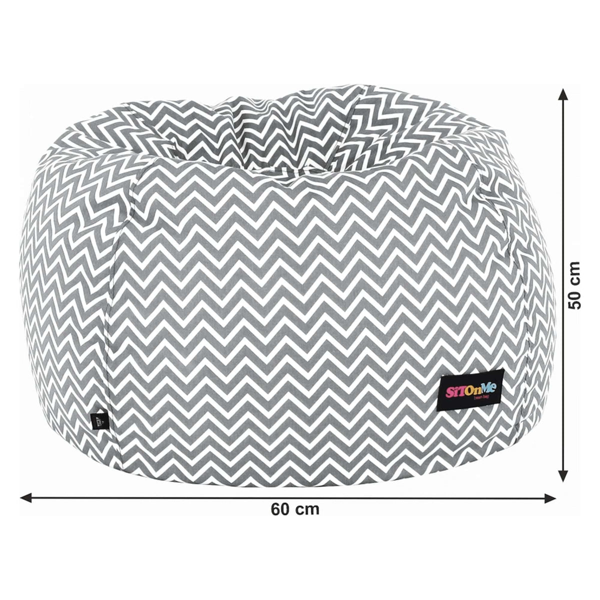 Fotoliu puf GOMBY, gri/alb, material textil, 60x50x60 cm