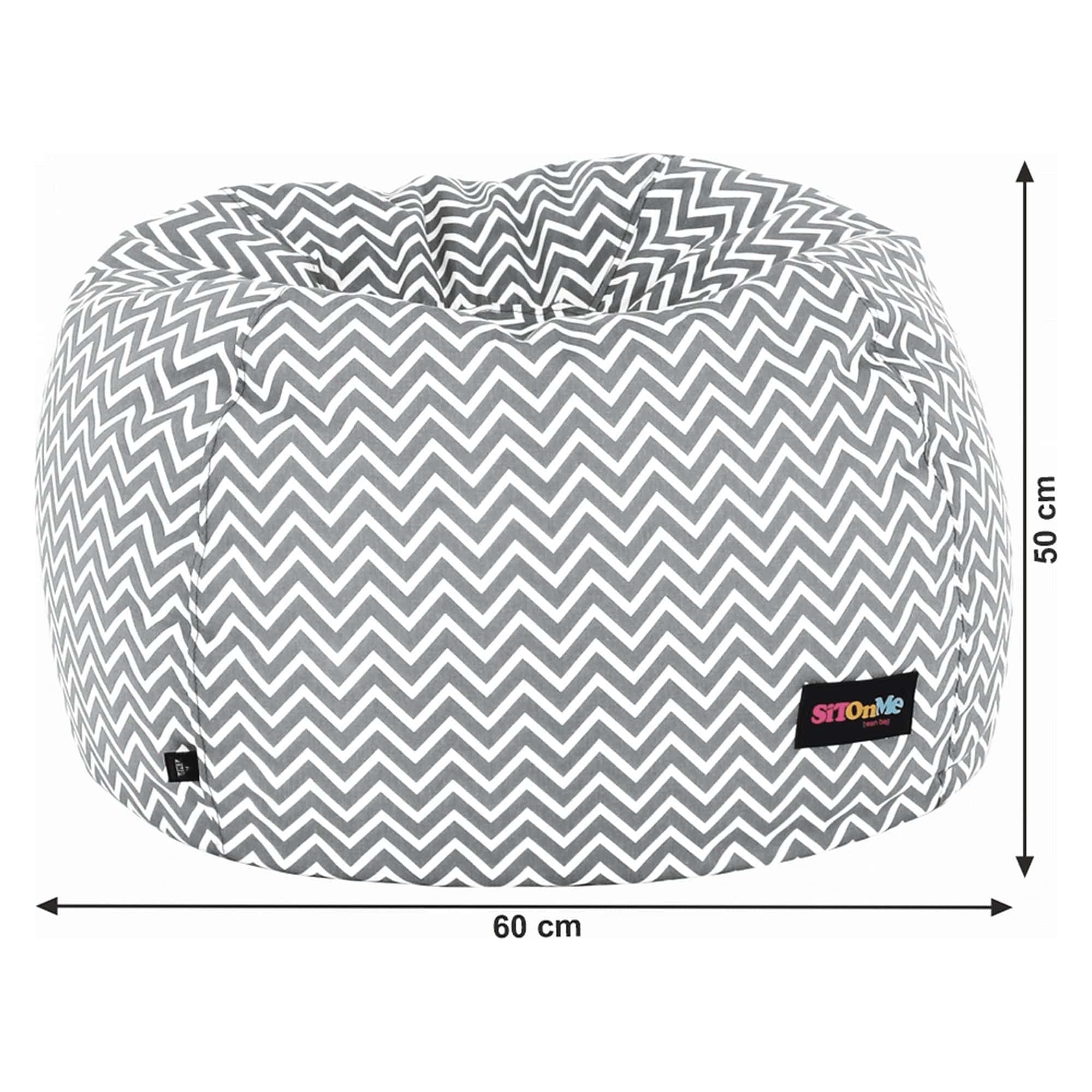 Fotoliu puf GOMBY, gri/alb, material textil, 60x50x60 cm