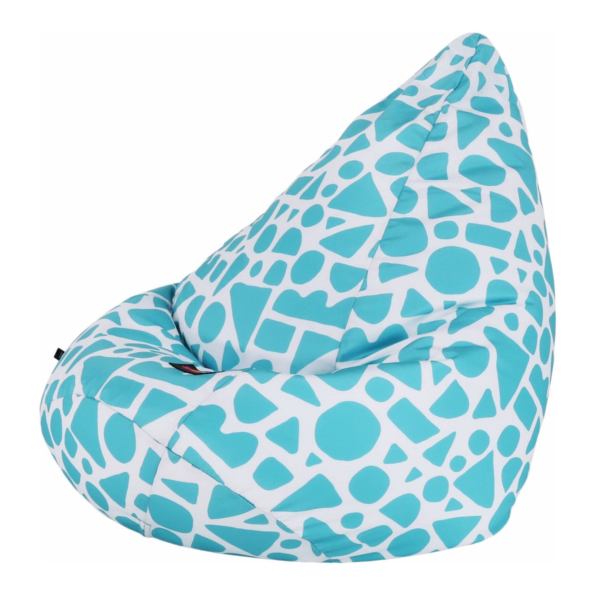 Fotoliu puf TELDIN, alb/turcoaz, material textil, 75x110 cm