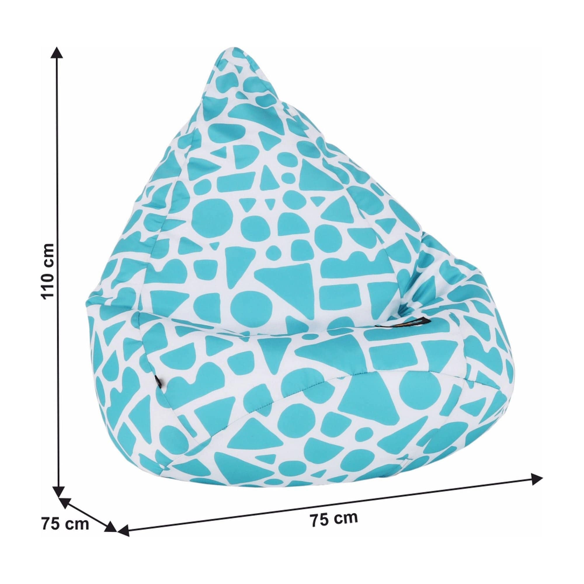 Fotoliu puf TELDIN, alb/turcoaz, material textil, 75x110 cm
