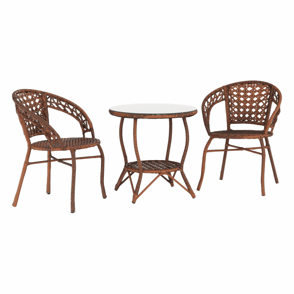 Set de grădină din rattan  1 + 2, maro, JARUB