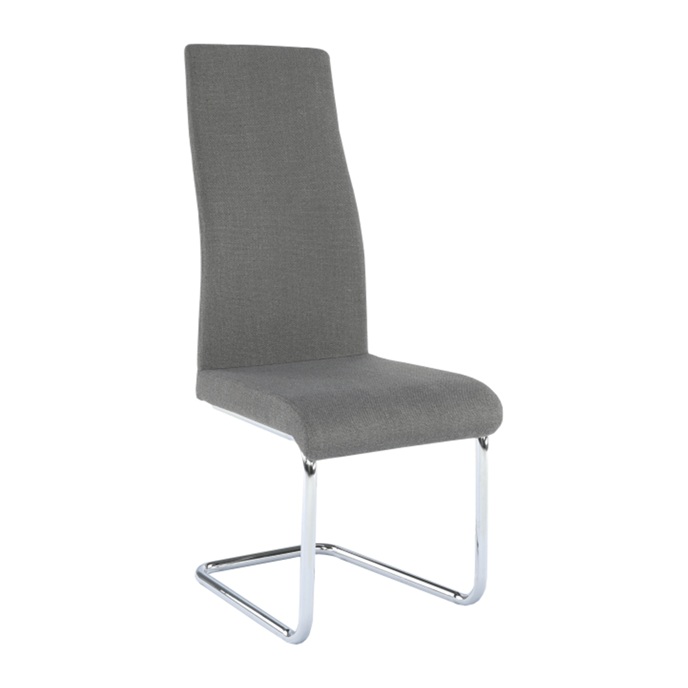 Scaun dining, material textil gri închis/crom, AMINA