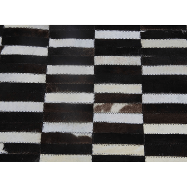 Covor de lux din piele, maro/negru/alb, patchwork, 141x200, PIELE DE VITĂ TYP 6