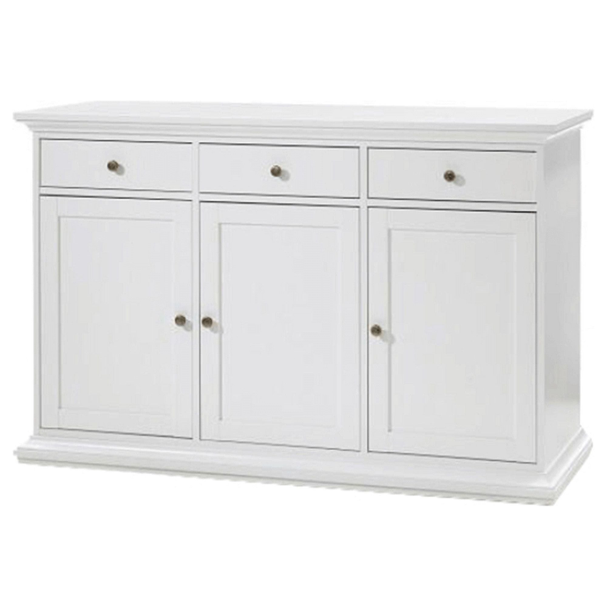 Comoda PARIS 77824, alb, PAL infoliat/MDF lacuit, 144x46x92 cm