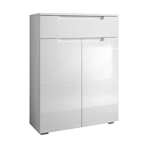 Comoda SPACE, alb mat/alb lucios, MDF infoliat, 70x40x101 cm