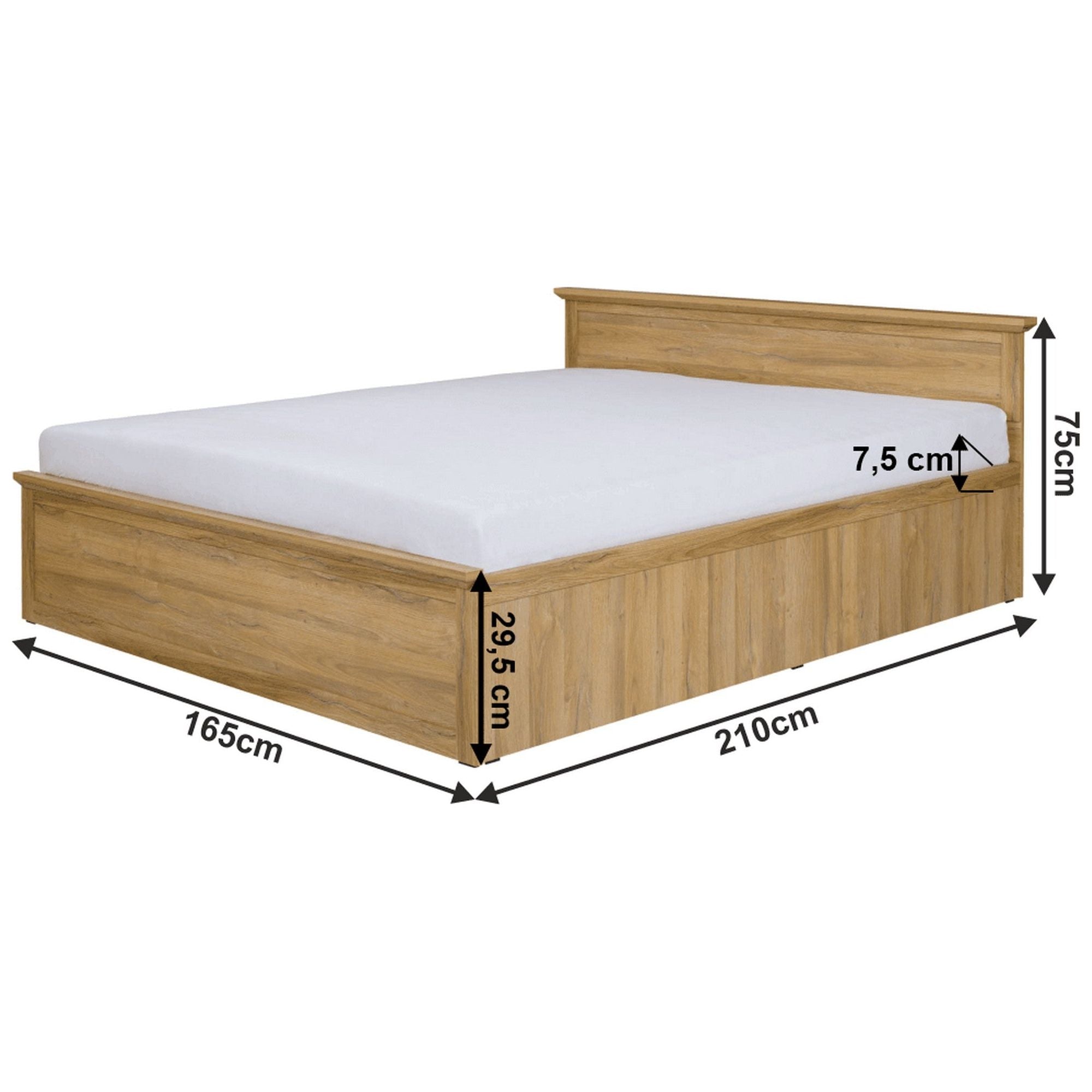 Pat LEON MZ21 160x200, stejar grand, DTD/metal, cu somiera