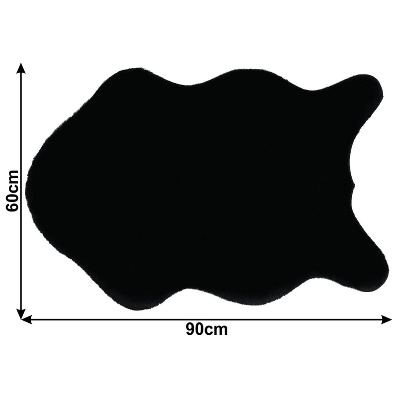 Covor RABIT TIPUL 1, blana artificiala, negru, 60x90 cm