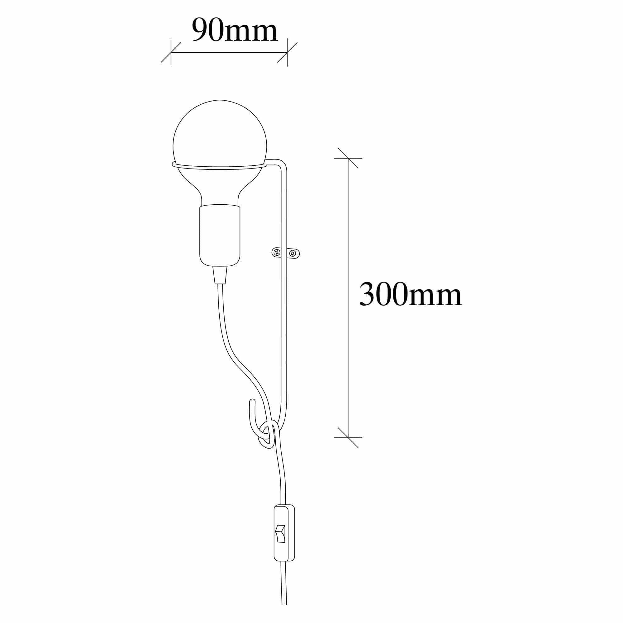 Lampa perete 3664, negru, metal, 9x30 cm
