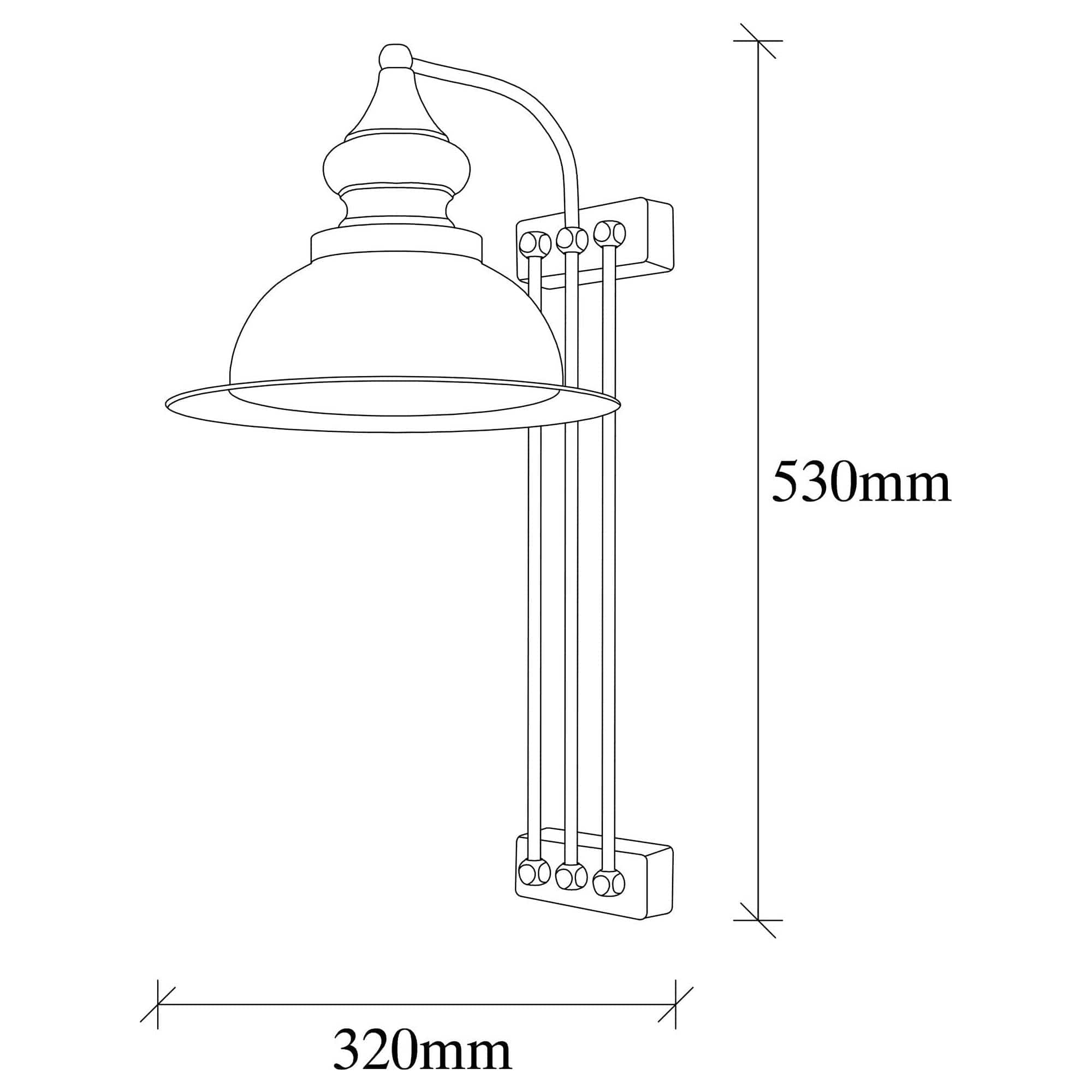 Lampa perete 3743, bronz, metal, 32x28x53 cm