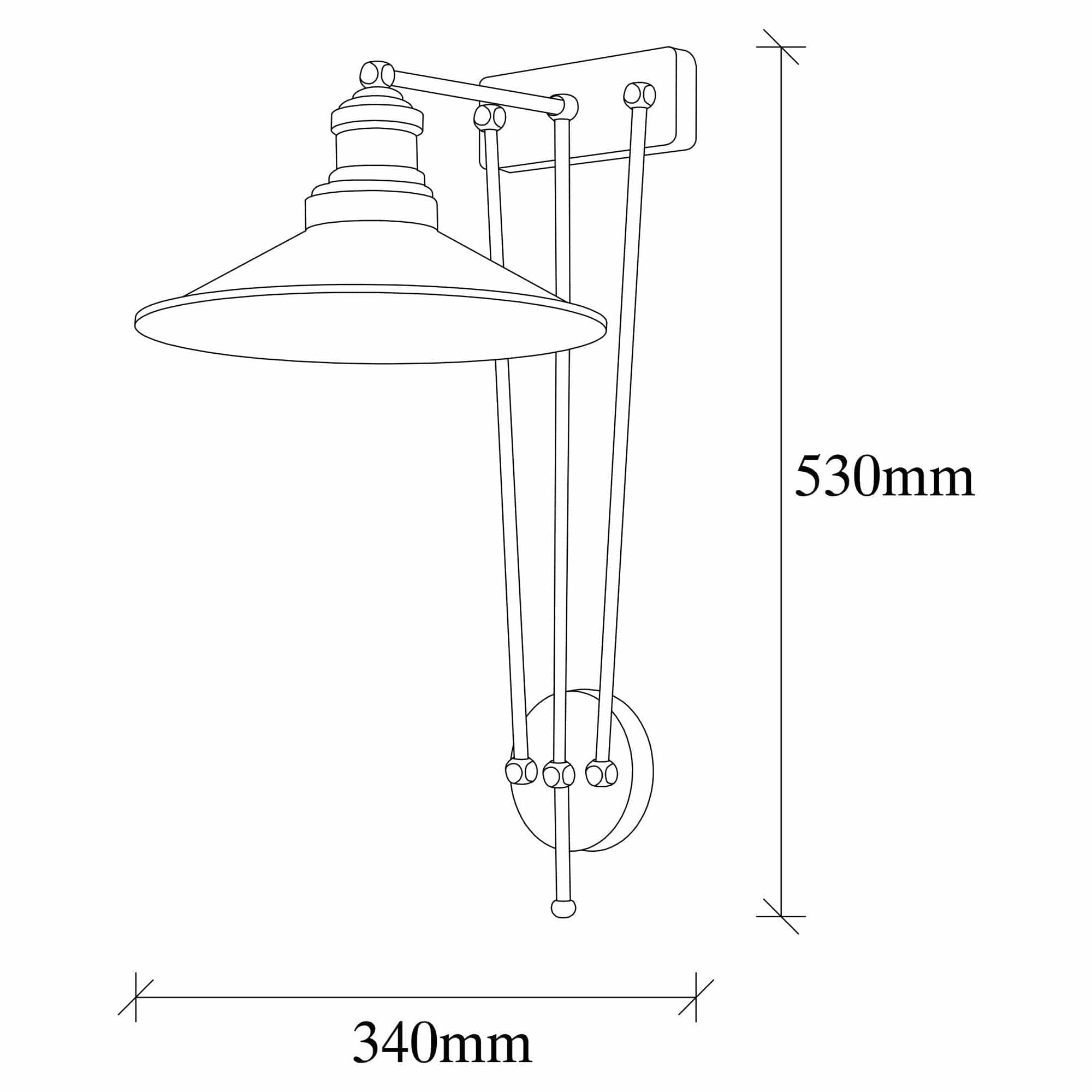 Lampa perete 3744, negru, metal, 28x34x53 cm