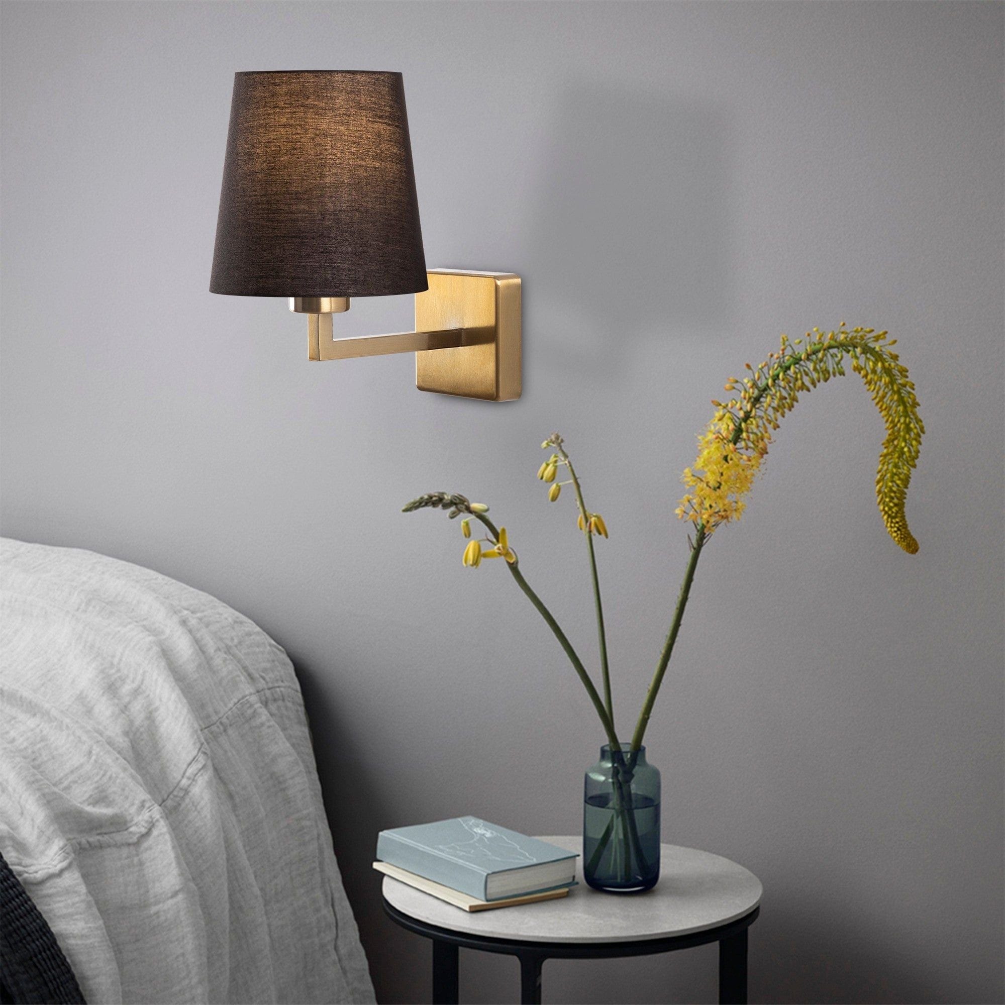 Lampa perete 4654, negru/auriu, metal/material textil, 18x24x30 cm