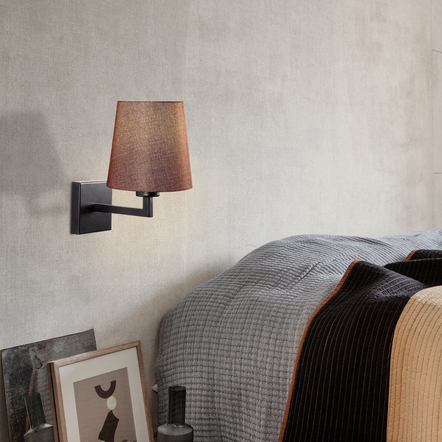 Lampa perete 4663, negru/maro, metal/material textil, 18x22x28 cm