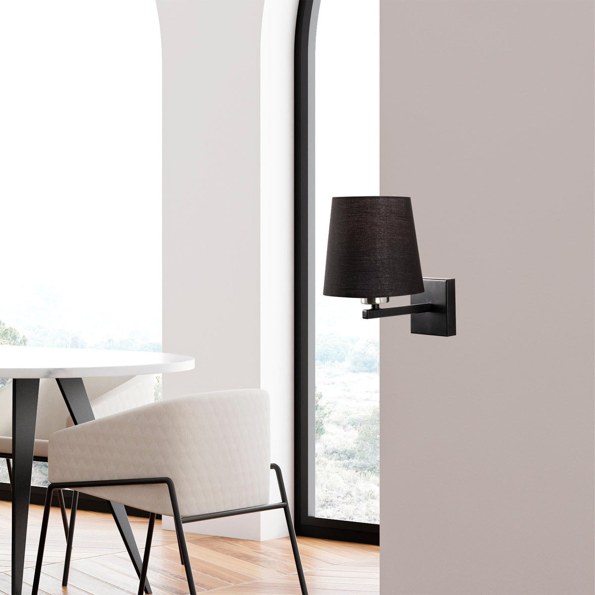 Lampa perete 4664, negru, metal/material textil, 18x22x28 cm