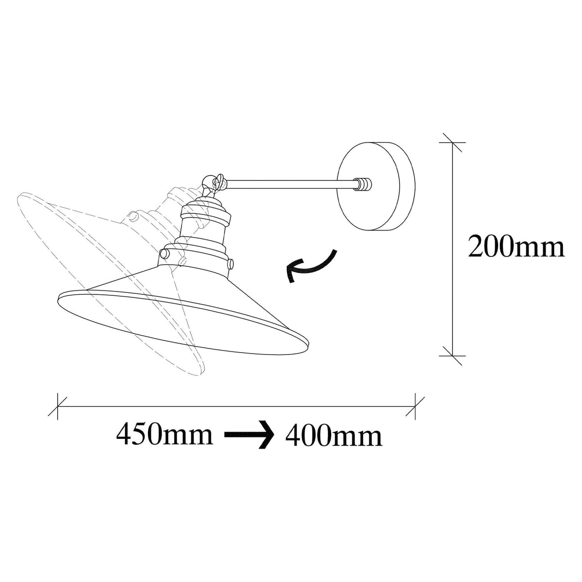 Lampa perete 892OPV1233, negru, metal, 25x40/45x20 cm