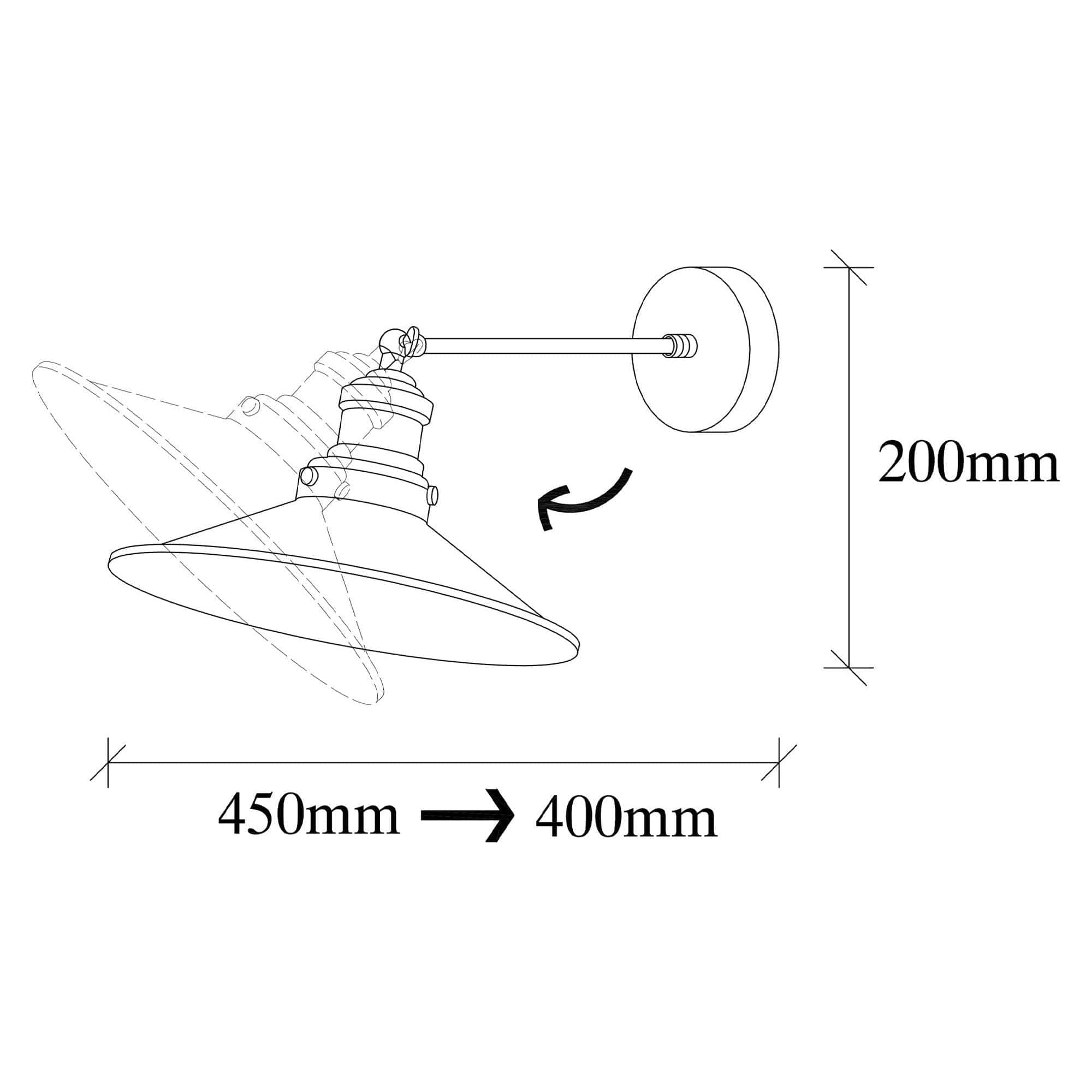 Lampa perete 892OPV1233, negru, metal, 25x40/45x20 cm