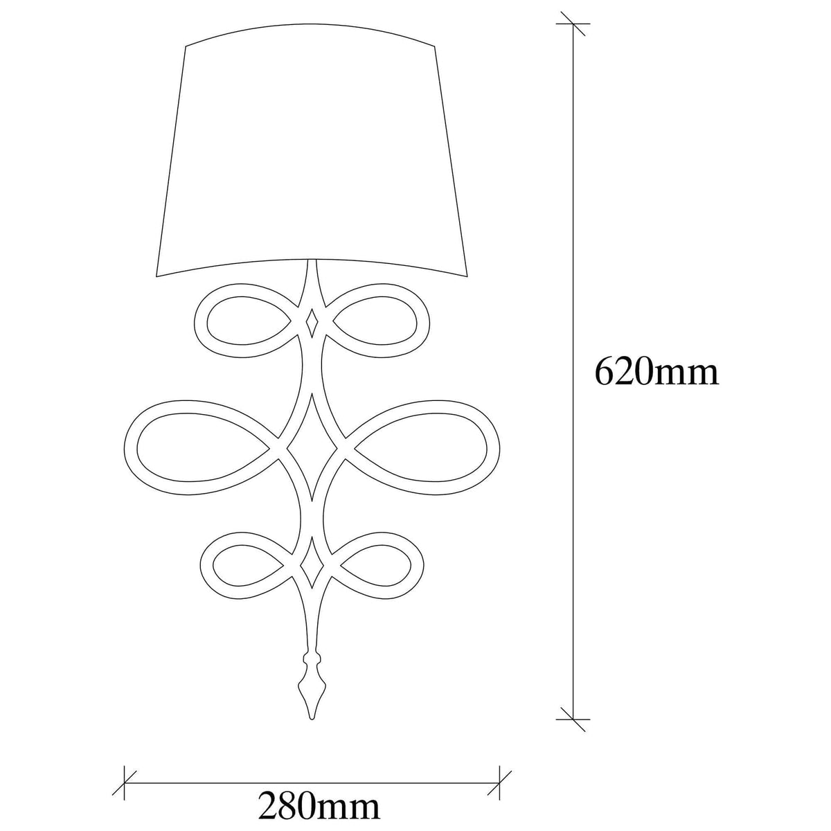 Lampa perete ASAF-6990, negru/alb, metal/material textil, 15x28x62 cm