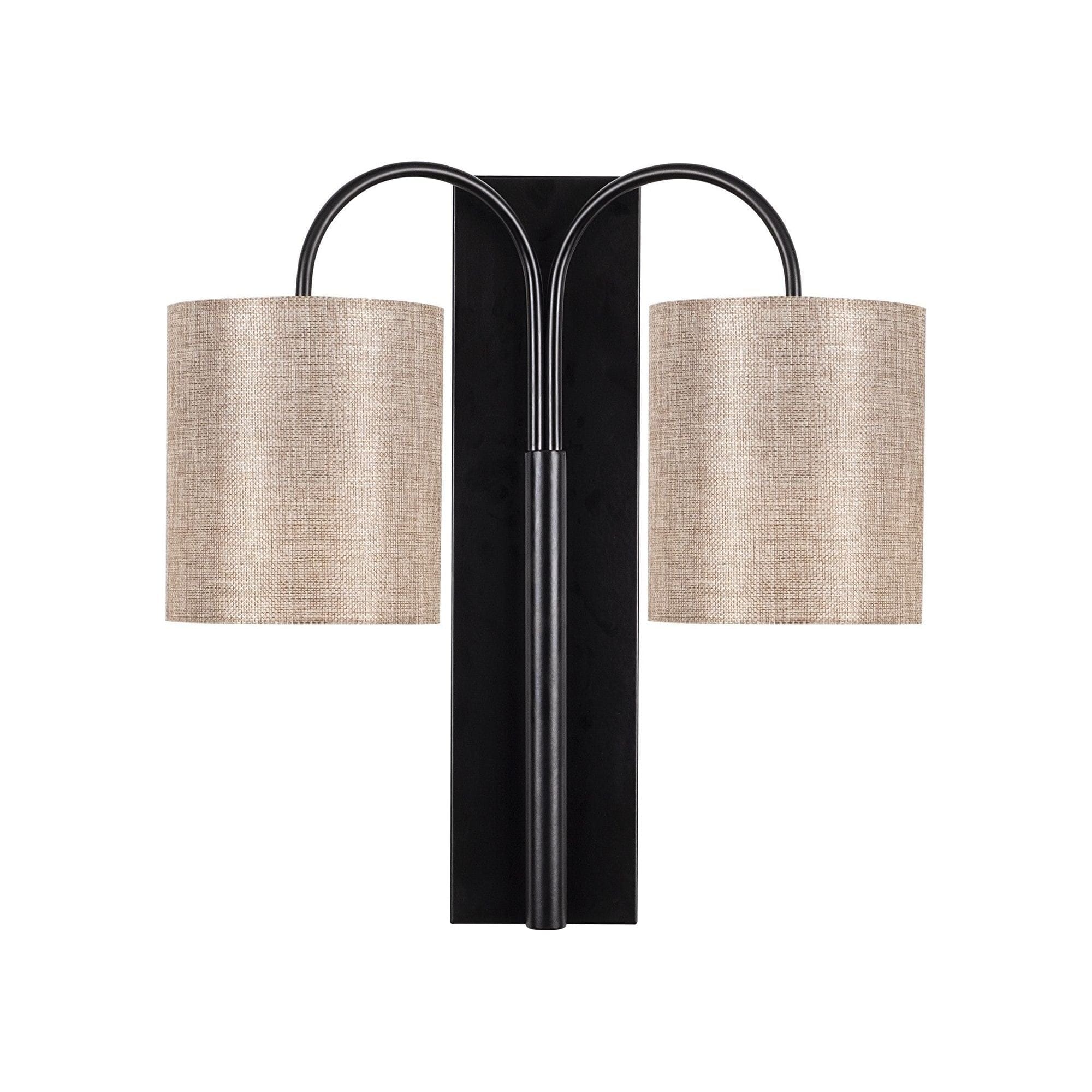 Lampa perete Baston-3471, negru/crem, metal/material textil, 40x20x42 cm