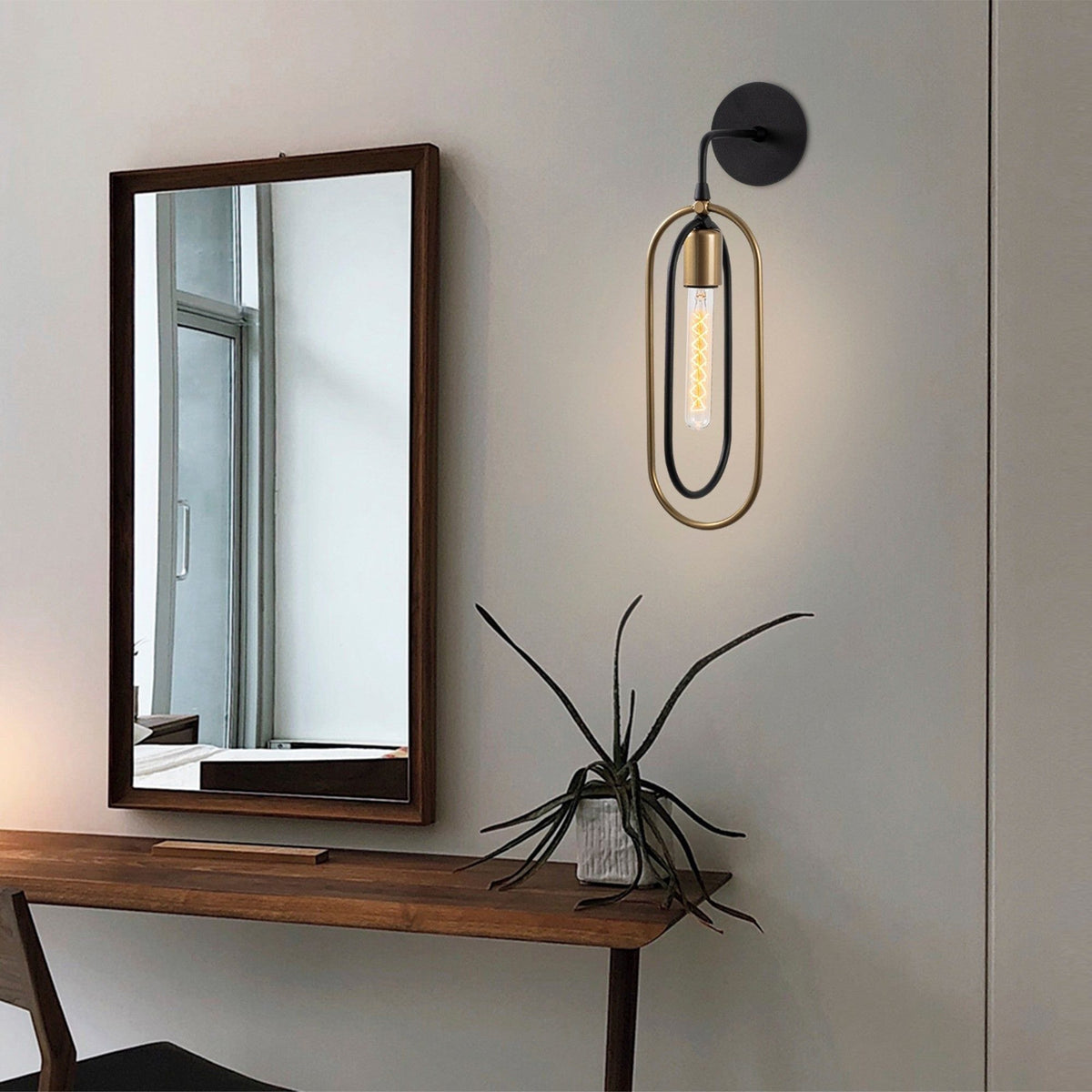 Lampa perete CERCO 3151, negru/auriu, metal, 14x17x45 cm