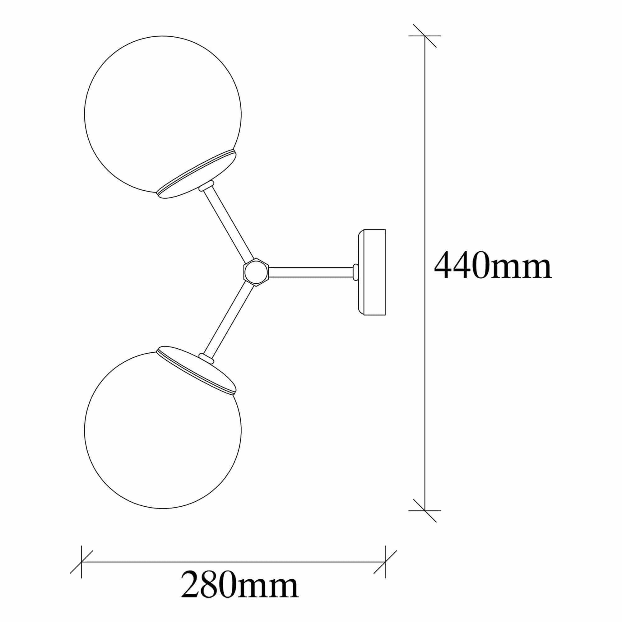 Lampa perete DAMAR-6342, negru/alb, metal/sticla, 28x15x44 cm